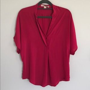 Hot pink flowy short sleeve top